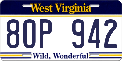 WV license plate 8OP942