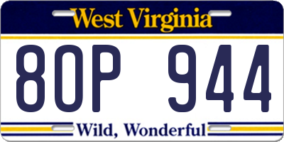 WV license plate 8OP944