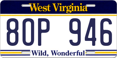 WV license plate 8OP946