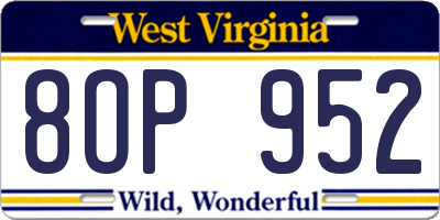 WV license plate 8OP952