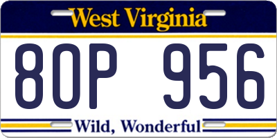 WV license plate 8OP956