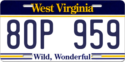 WV license plate 8OP959