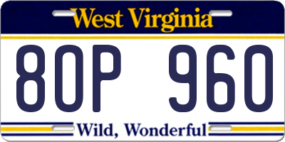WV license plate 8OP960
