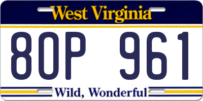 WV license plate 8OP961