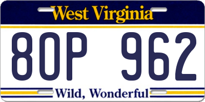 WV license plate 8OP962