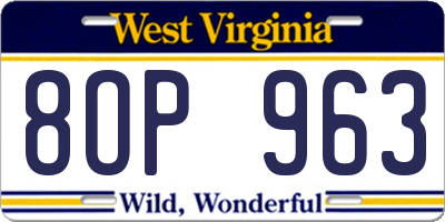 WV license plate 8OP963
