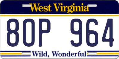 WV license plate 8OP964