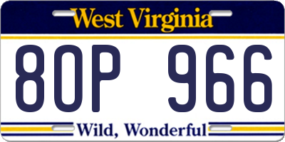 WV license plate 8OP966