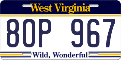 WV license plate 8OP967