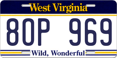 WV license plate 8OP969