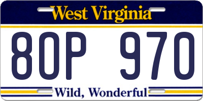 WV license plate 8OP970