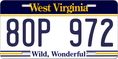 WV license plate 8OP972