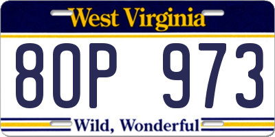 WV license plate 8OP973
