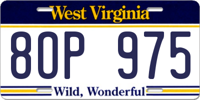 WV license plate 8OP975