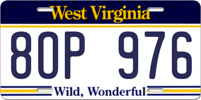 WV license plate 8OP976
