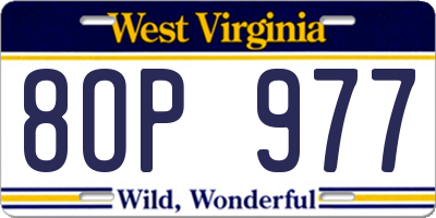 WV license plate 8OP977