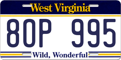 WV license plate 8OP995