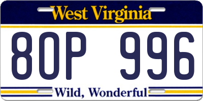 WV license plate 8OP996