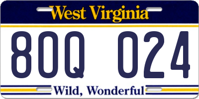 WV license plate 8OQ024