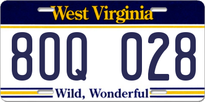 WV license plate 8OQ028