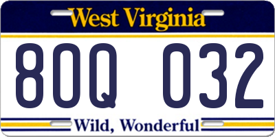 WV license plate 8OQ032