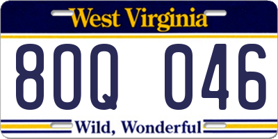 WV license plate 8OQ046