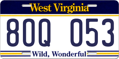 WV license plate 8OQ053