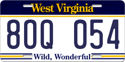 WV license plate 8OQ054