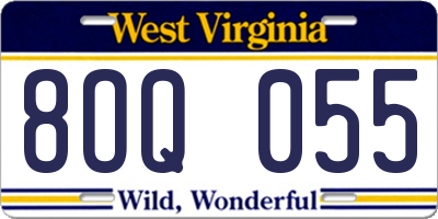 WV license plate 8OQ055