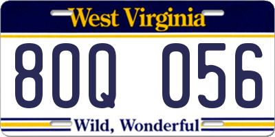WV license plate 8OQ056
