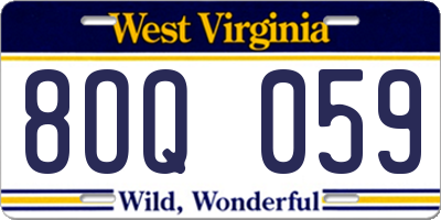 WV license plate 8OQ059