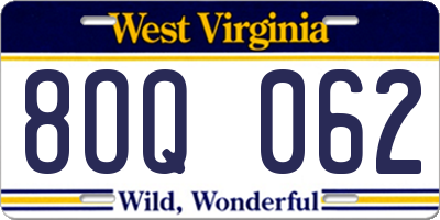 WV license plate 8OQ062