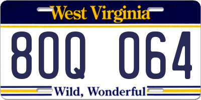 WV license plate 8OQ064