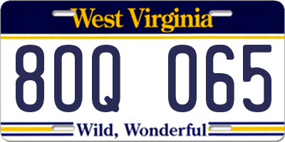 WV license plate 8OQ065