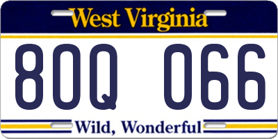 WV license plate 8OQ066