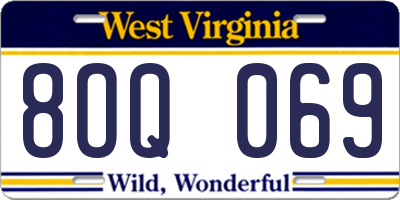 WV license plate 8OQ069
