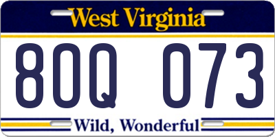 WV license plate 8OQ073