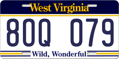 WV license plate 8OQ079