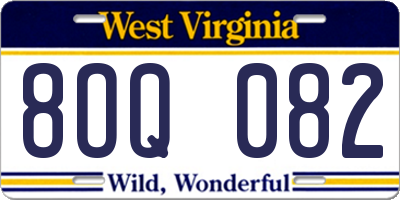 WV license plate 8OQ082