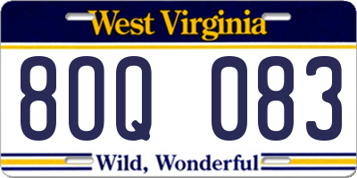 WV license plate 8OQ083