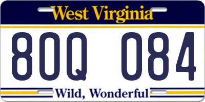 WV license plate 8OQ084