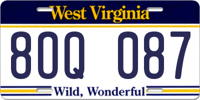 WV license plate 8OQ087