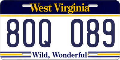WV license plate 8OQ089