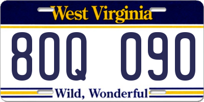 WV license plate 8OQ090