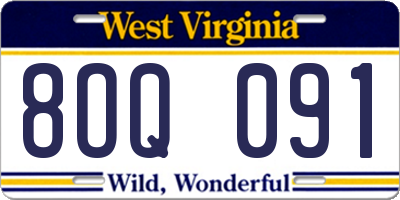 WV license plate 8OQ091