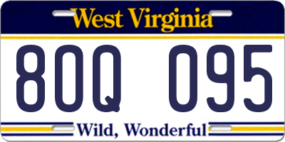 WV license plate 8OQ095