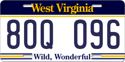 WV license plate 8OQ096