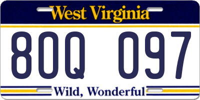 WV license plate 8OQ097