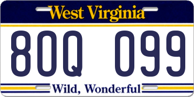 WV license plate 8OQ099