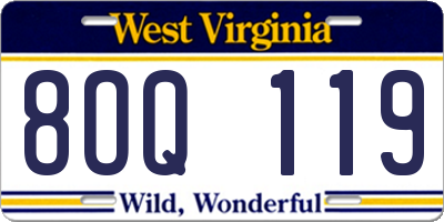 WV license plate 8OQ119